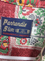 New Men’s Panhandle Slim Red Designed Short Sleeve Pearl Snap 15 Medium T-85
