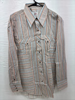 New Men’s Tem Tex Multicolor Stripe Long Sleeve Pearl Snap 16 Large Q-79
