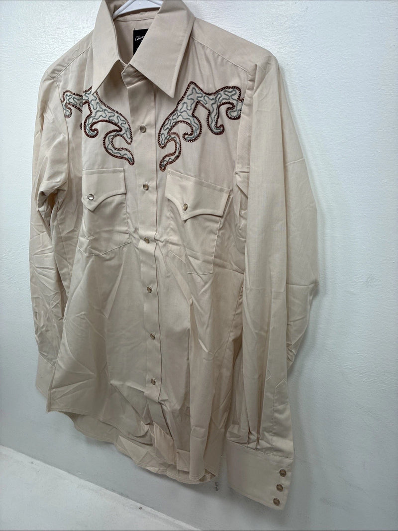 New Women’s Champion Western Tan Design Long Sleeve Pearl Snap 14.5 MM-44