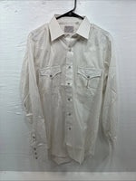 New Men’s H Bar C White Stripe Designed Long Sleeve Pearl Snap 15 Medium O-64