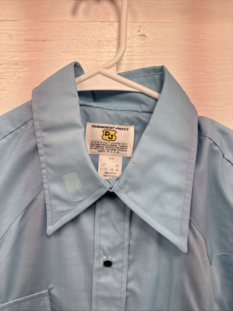 New Men’s Dickson Jenkins Blue Long Sleeve Pearl Snap 16 Large CC-70