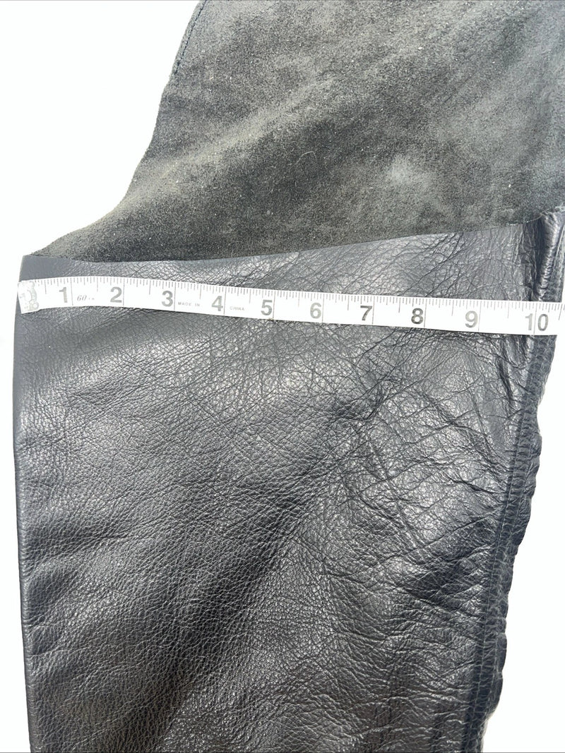 NOS Black Leather Show Chaps Adjustable Waist 45” Small N-37