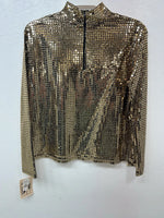New Women’s 1849 Authentic Ranchwear Gold Half Zip Western Show Shirt XL UU-39