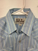 New Miss ELY Cattleman Blue Stripe Long Sleeve Pearl Snap Size 6 DD-145