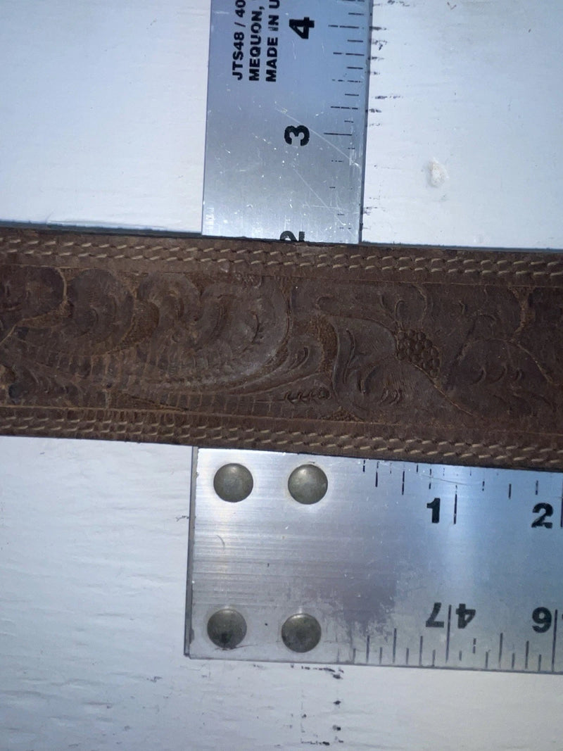 New Brown Genuine Leather Tooled 28” Belt #25000 JJ-107