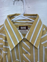New Men’s Fenton Yellow Stripe Long Sleeve Pearl Snap 16 Large CC-69
