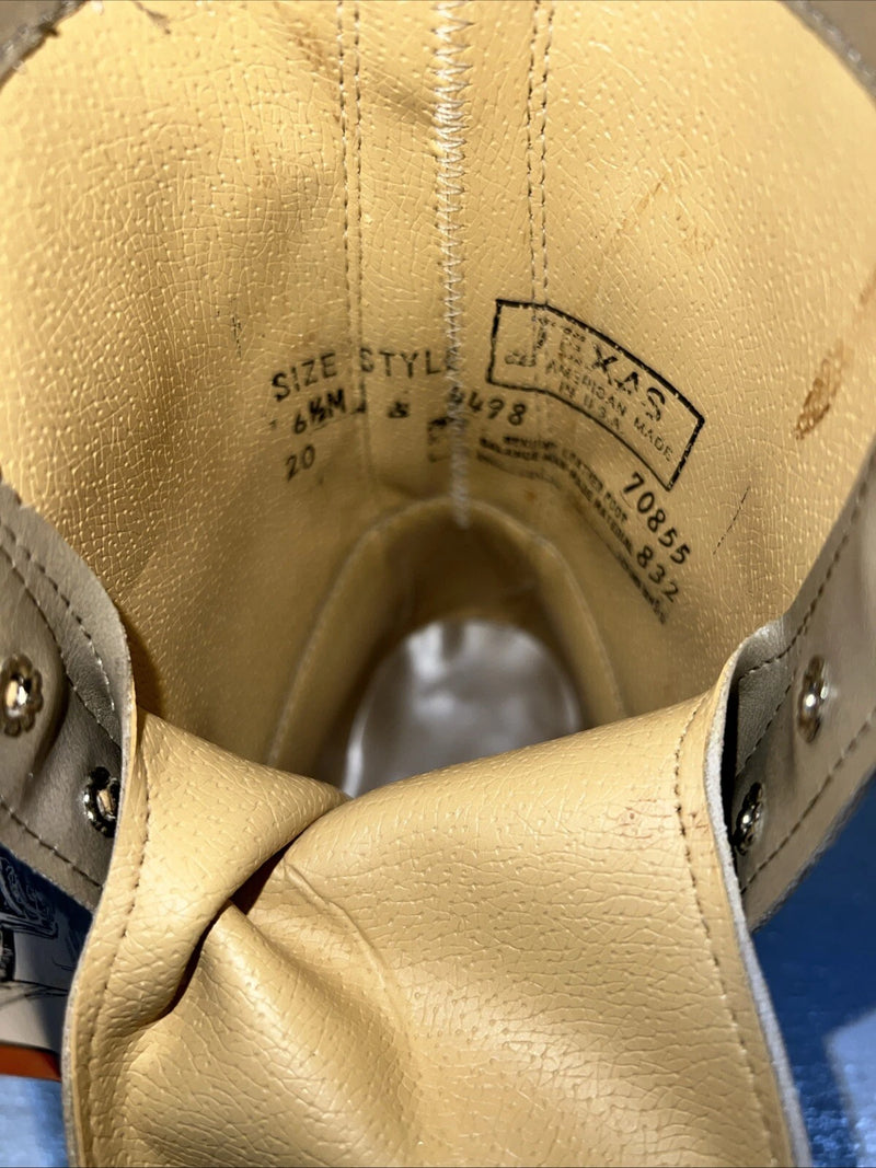 New Women’s Tan Lace Up Texas Brand Cowboy Boots. 4498 6.5 6 1/2 M. 19-120