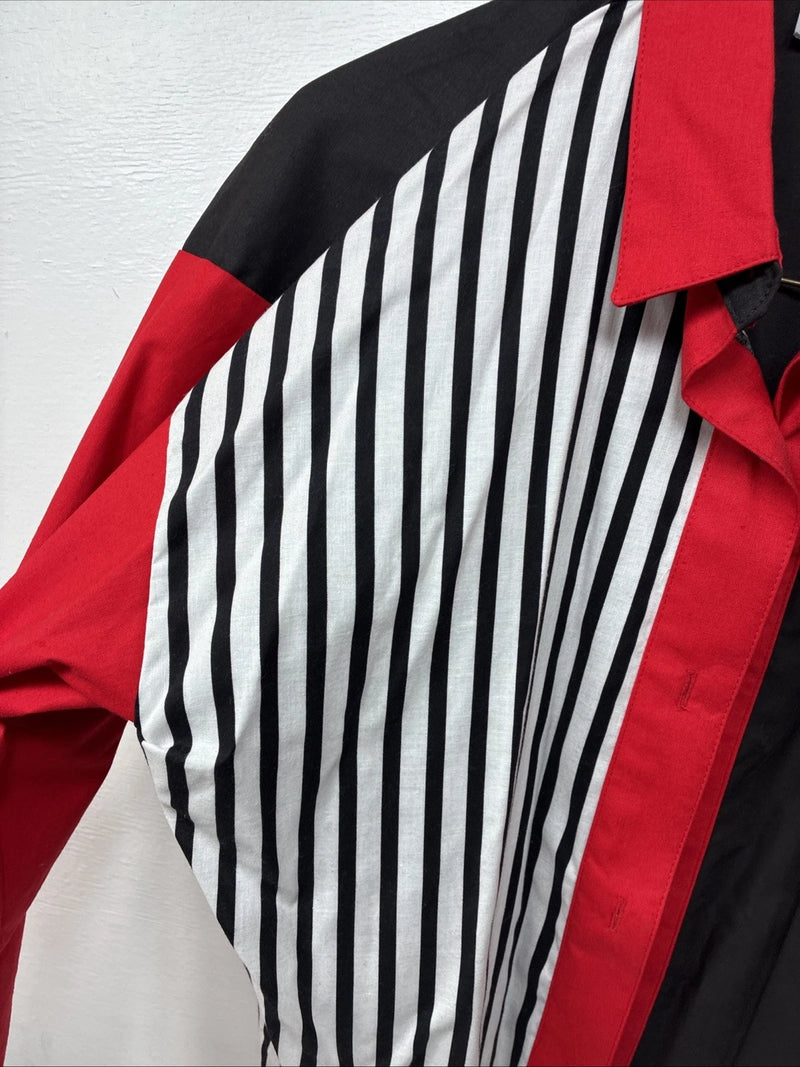 New Women’s Cowboy Threads Black Red Long Sleeve Button Up Large TT-77