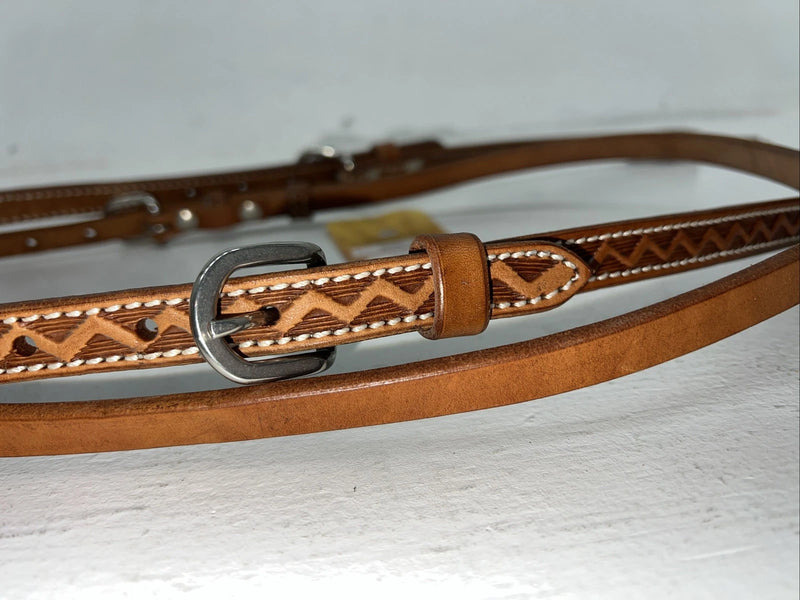 New Leather Tooled Tough 1 Browband Headstall Silver Buckles S-59