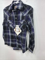New Kids ELY Cattleman Purple Plaid Long Sleeve Pearl Snap Small LL-6