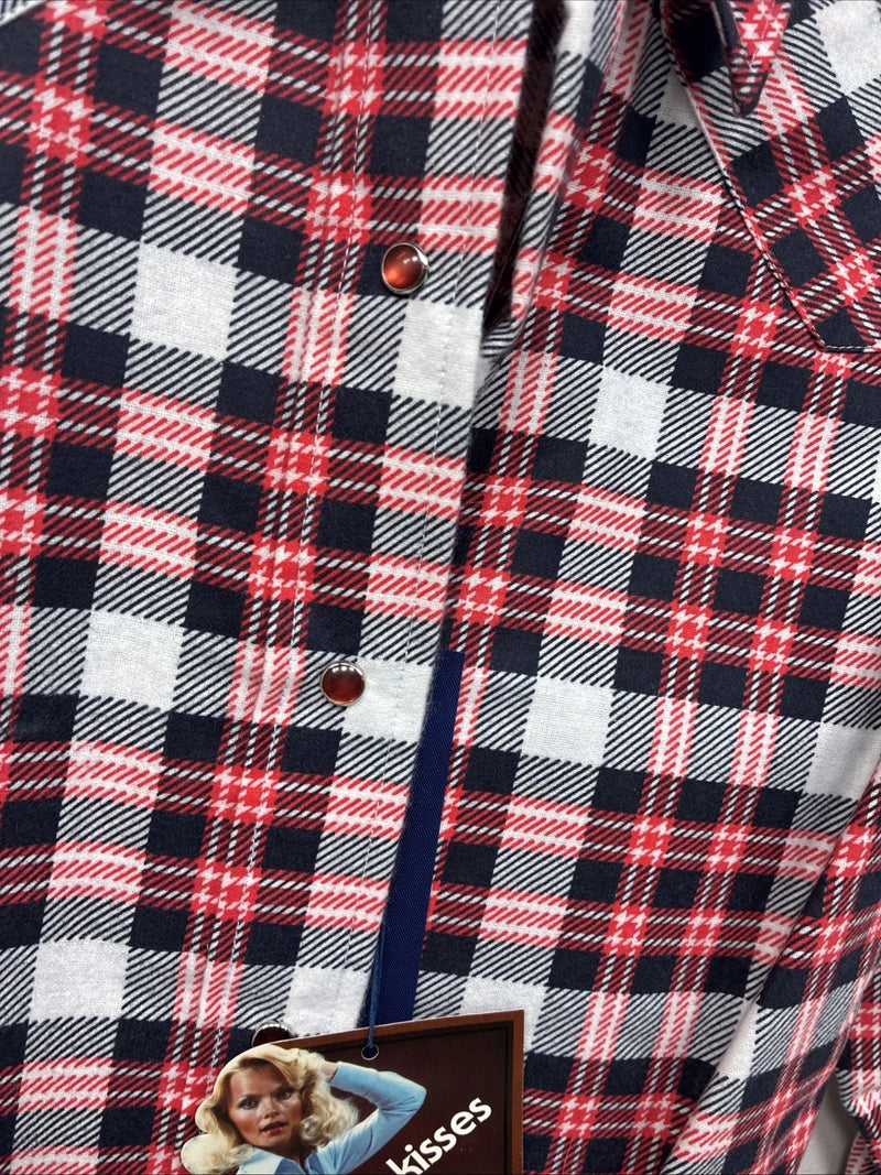 New Women’s Panhandle Slim Red Plaid Long Sleeve Pearl Snap Size 32 KK-67