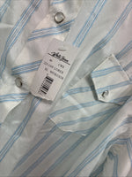 New Women’s White Horse Blue Stripe Long Sleeve Pearl Snap XL II-4