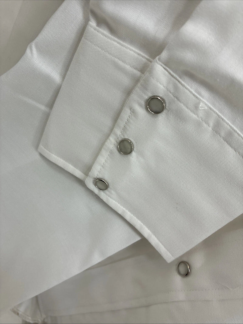 New Men’s Panhandle Slim White Simple Long Sleeve Pearl Snap 4XL J-42