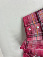 New Women’s Cumberland Pink Plaid Long Sleeve Pearl Snap Medium II-107