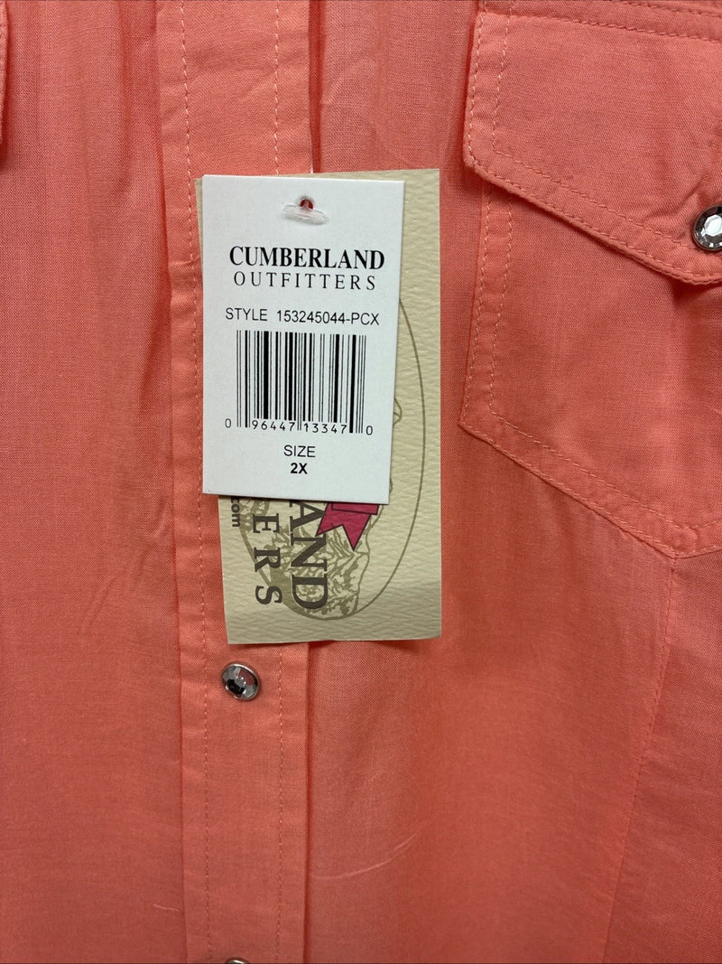 New Women’s Cumberland Pink Designed Long Sleeve Pearl Snap 2XL II-6