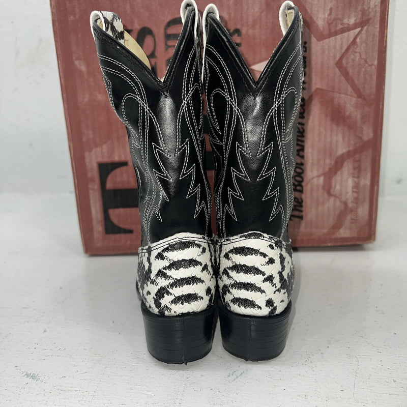 New Children’s Black And White Texas Brand Cowboy Boots. 11.5 11 1/2 D. 24-98