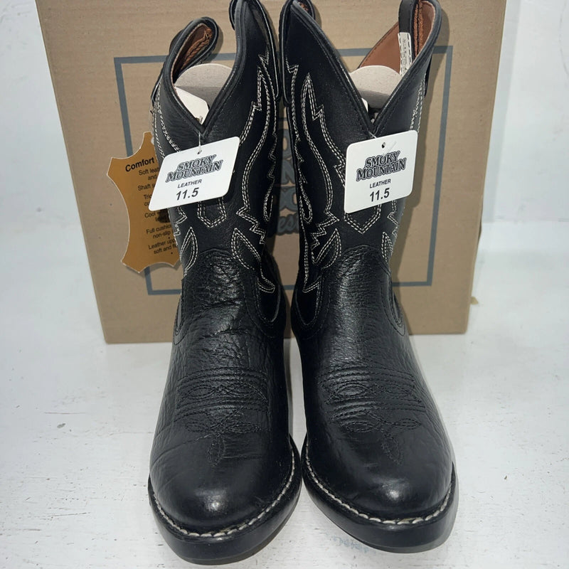 New Children’s Black Smoky Mountain Cowboy Boots. 1117C 11.5 11 1/2 R. 24-106