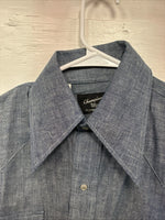 New Men’s Champion Westerns Blue Jean Design Long Sleeve Pearl Snap Medium O-34