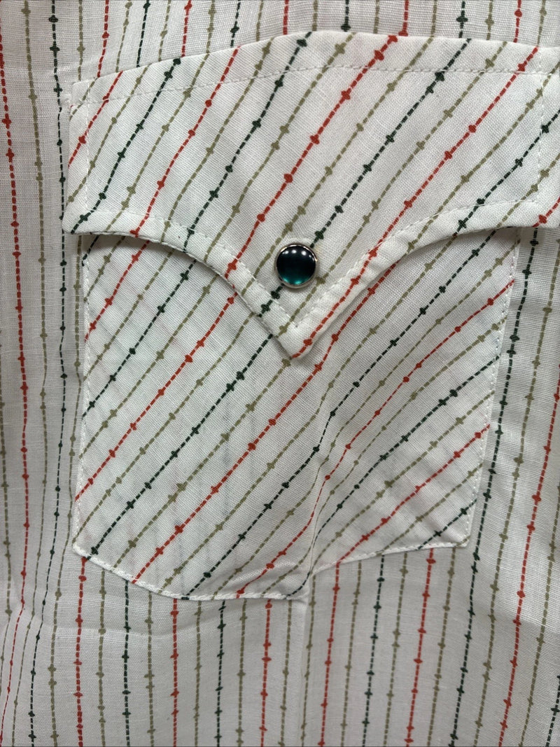 New Men’s Dickson Jenkins Multicolor Stripe Short Sleeve Pearl Snap Medium O-73