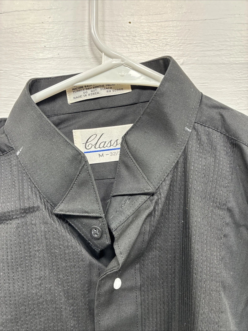 New Men’s Classix Black Long Sleeve Button Up Medium 32/33 E-79