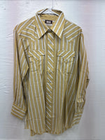 New Men’s Fenton Yellow White Stripe Long Sleeve Pearl Snap 16.5 Large V-114