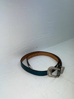 New Blue Genuine Leather Silver Pendent 32” Belt JJ-24