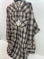 New Men’s ELY Cattleman Brown Long Sleeve Pearl Snap 3XL E-22