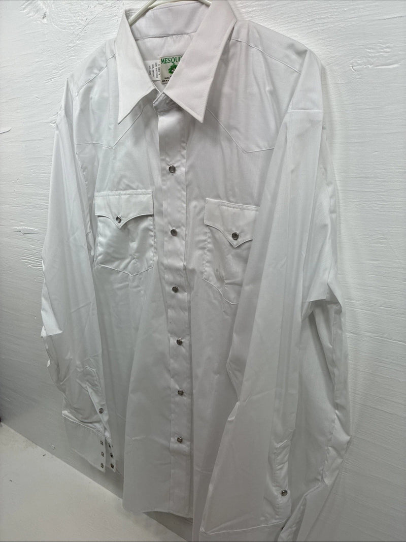 New Men’s Mesquite White Long Sleeve Pearl Snap 17.5 X 37 XL T-91