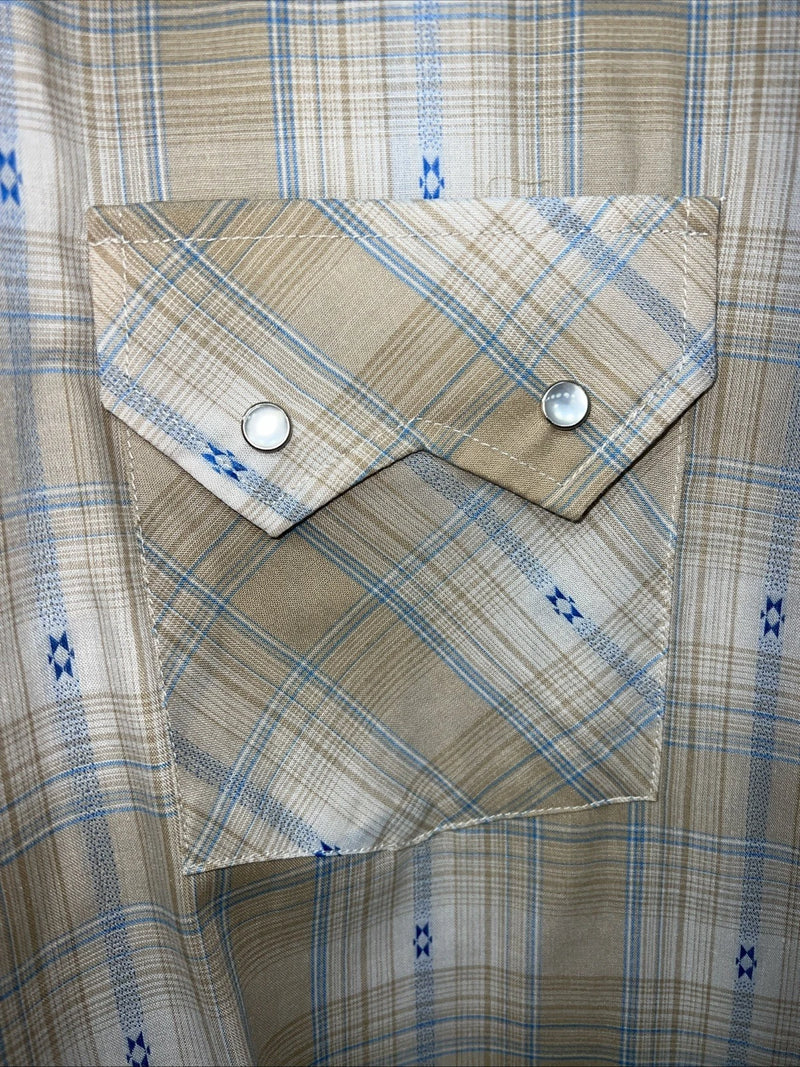 New Men’s Yellow Plaid ELY Cattleman Long Sleeve Pearl Snap Shirt. L P-53