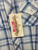 Me Women’s Cumberland Blue Plaid Long Sleeve Pearl Snap XL II-92