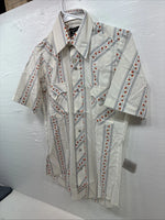 New Men’s Champion Western White Stripe Long Sleeve Pearl Snap 14.5 Small AA-95