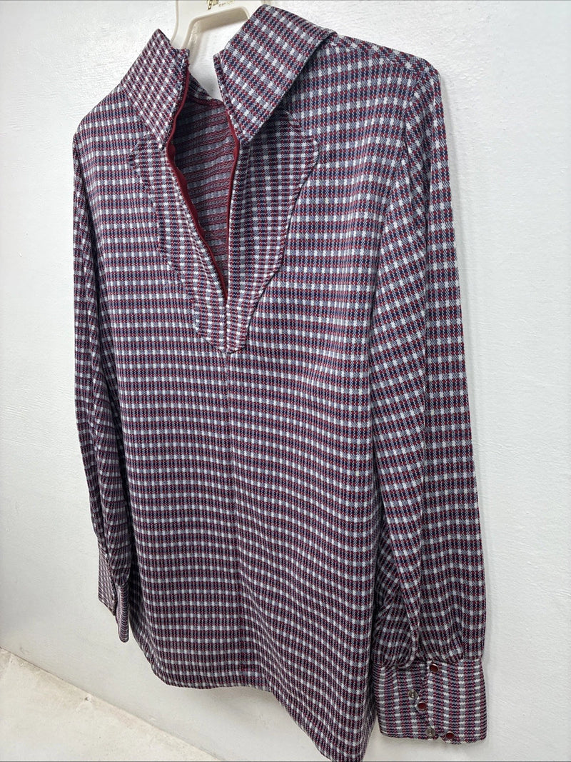 New Wims Panhandle Slim Blue Red Long Sleeve Zip Up Size 16 3B-6