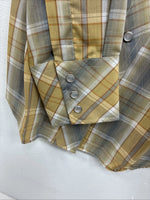 New Women’s Champion Western Yellow Plaid Long Sleeve Pearl Snap Size 12 LL-109