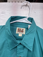 New Men’s ELY Cattleman Teal Short Sleeve Pearl Snap 16 Large X-63