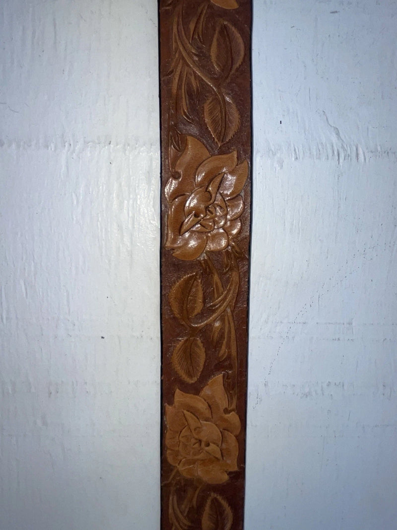 New Brown Genuine Leather Tooled 30” Belt #652 JJ-18
