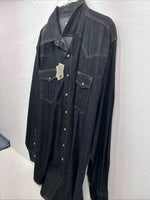 New Men’s ELY Cattleman Dark Wash Jean Long Sleeve Pearl Snap XL Q-44