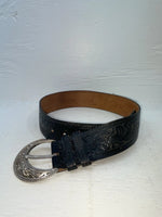 New Black Genuine Leather Tooled 28” Belt #WF809 NN-47