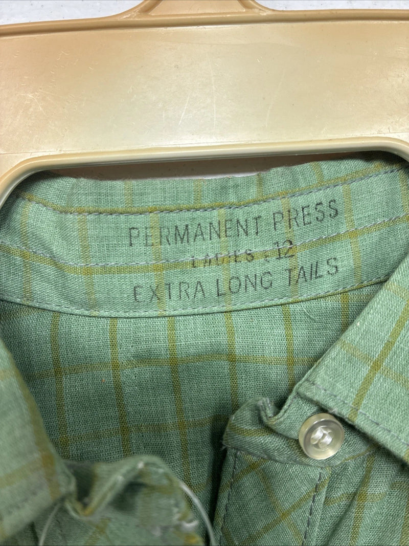 New Men’s Panhandle Slim Green Plaid Long Sleeve Pearl Snap Size 12 KK-61