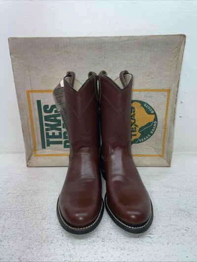 New Youth Brown Texas Brand Cowboy Boots. 3202 4 D. 22-121