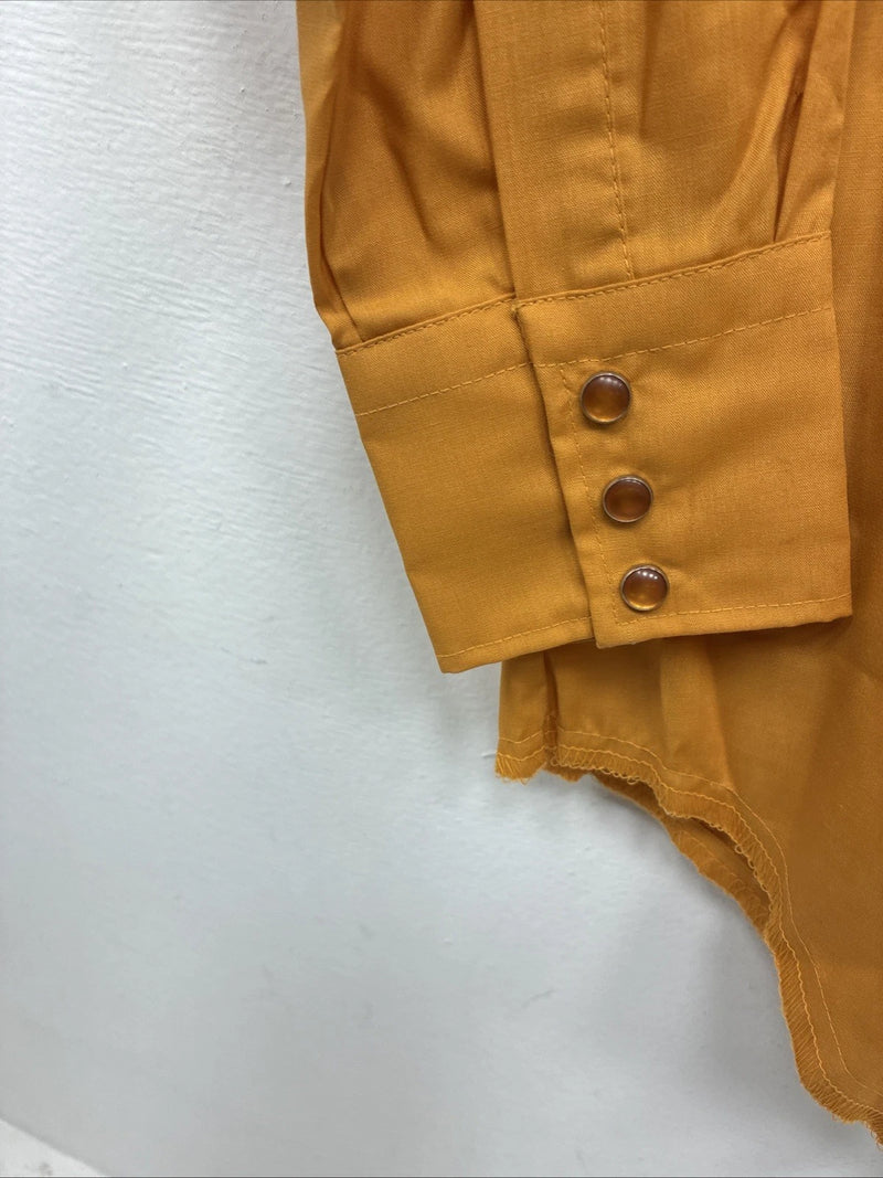 New Women’s Tem Tex Orange Long Sleeve Pearl Snap Size 10 MM-16