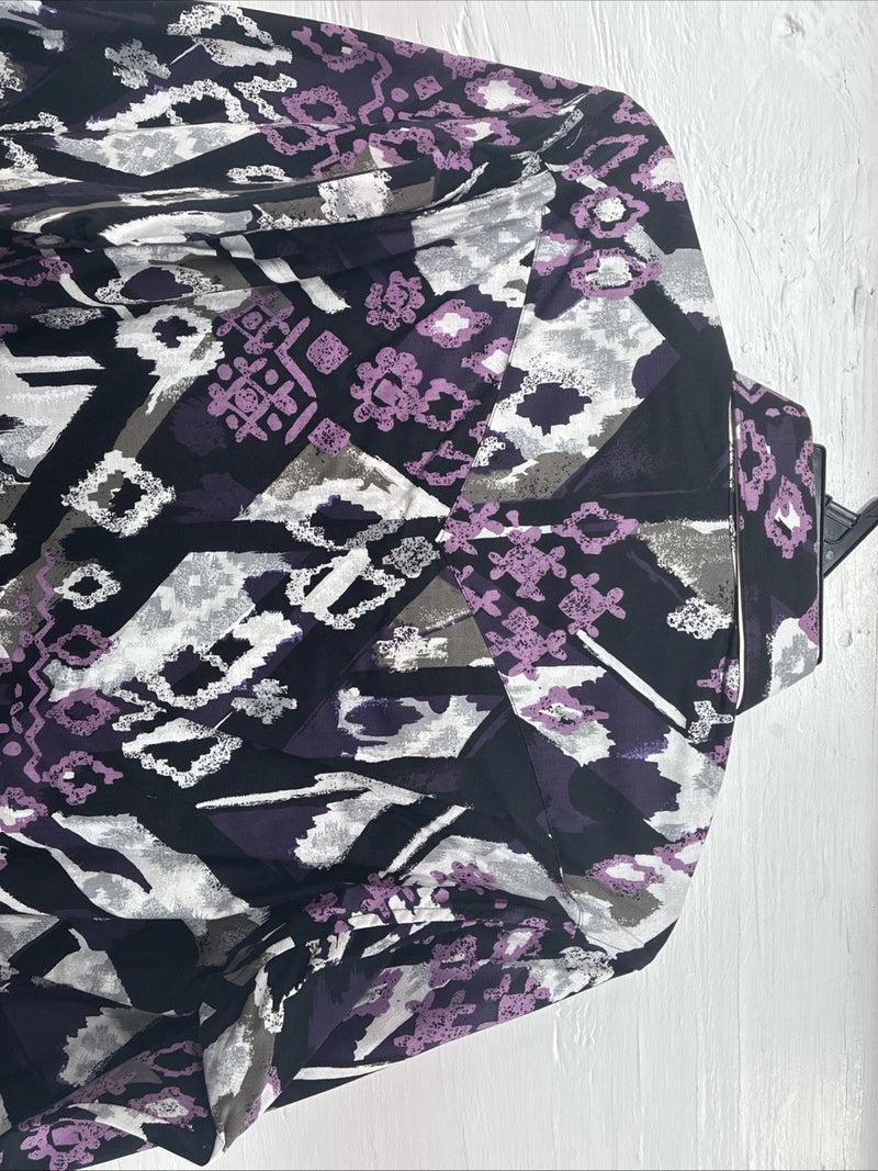 New Men’s Wrangler Black Purple Designed Long Sleeve Button Up Medium V-86