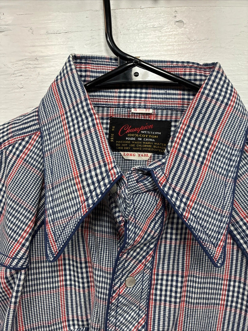 New Men’s Champion Western MultiColor Plaid Long Sleeve Pearl Snap Medium Q-67
