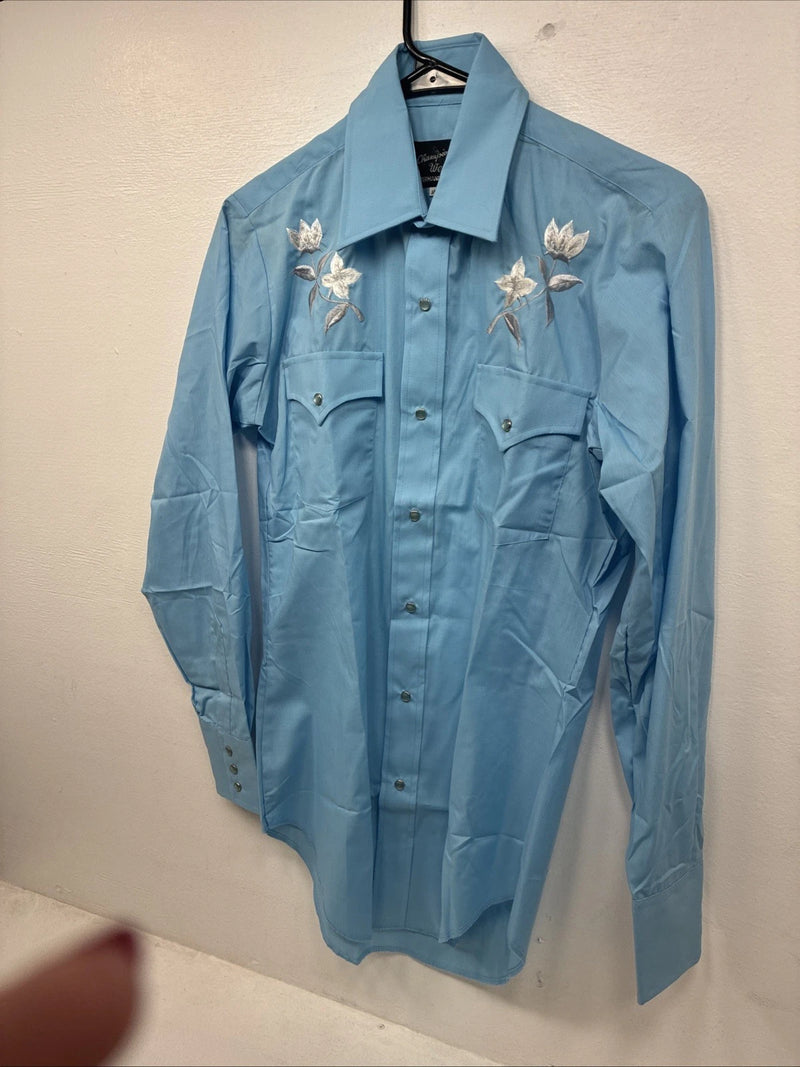 New Women’s Champion Western Blue Design Long Sleeve Pearl Snap 14.5 M KK-30