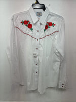 New Women’s Country Charmers White Rose Long Sleeve Pearl Snap XL II-62