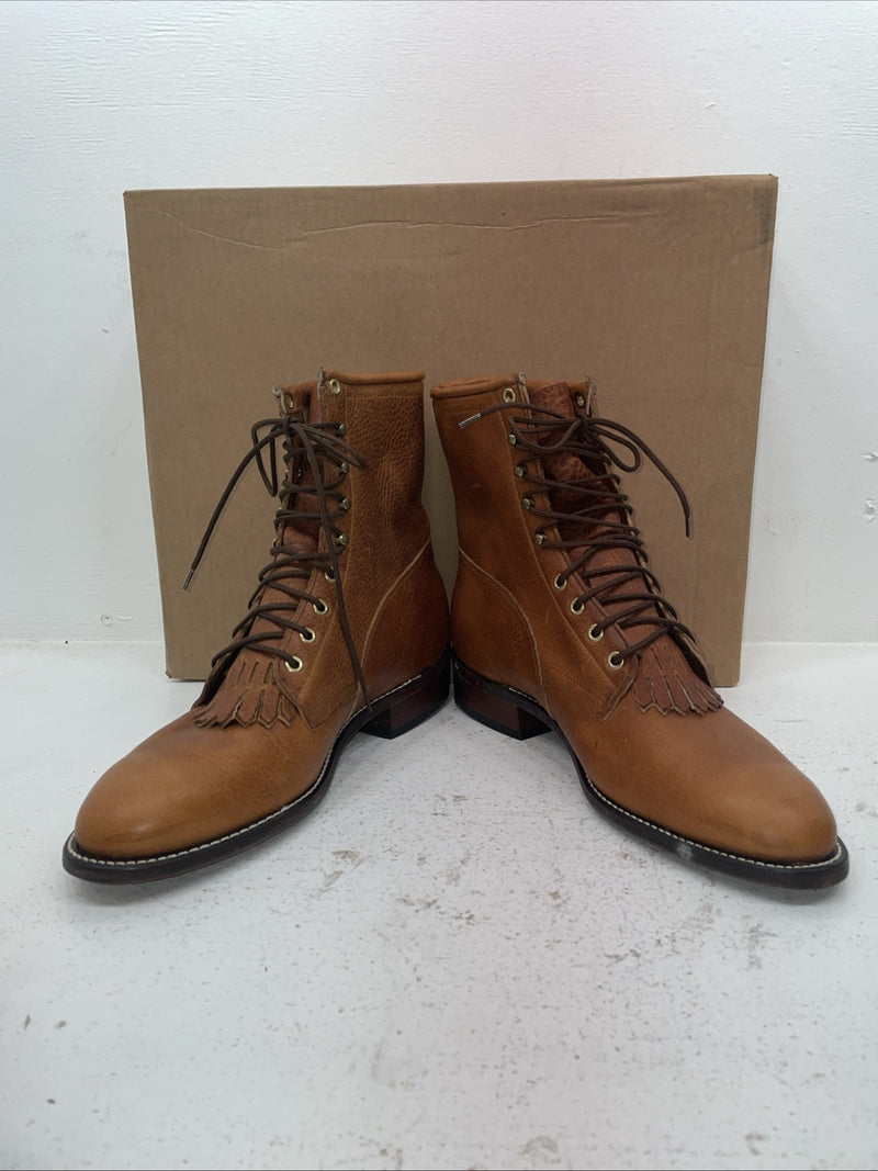 New Men’s Brown Lace Up J Chisholm Cowboy Boots. 2556 10 E E. 7-26
