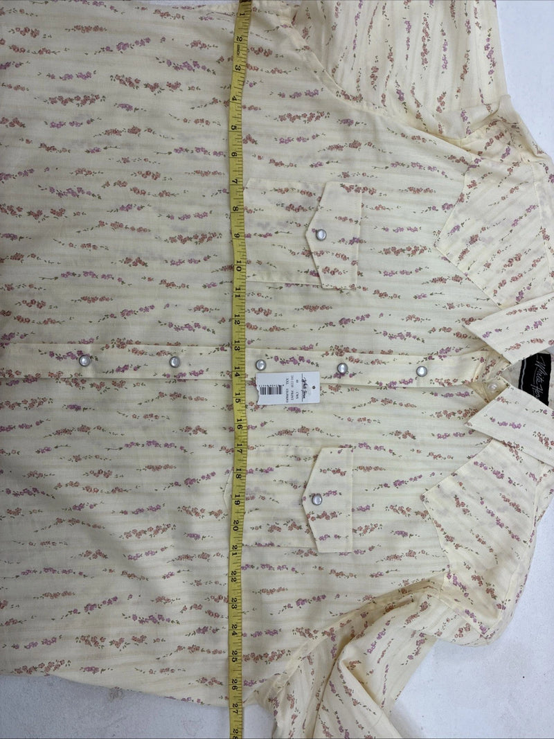 New Women’s White Horse Yellow Floral Long Sleeve Pearl Snap Size XXL YY-47