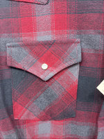 New Men’s ELY Cattleman Red Plaid Heavy Long Sleeve Pearl Snap Large CC-37