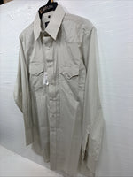 New Men’s White Horse Yellow stripe Long Sleeve Pearl Snap Medium K-47