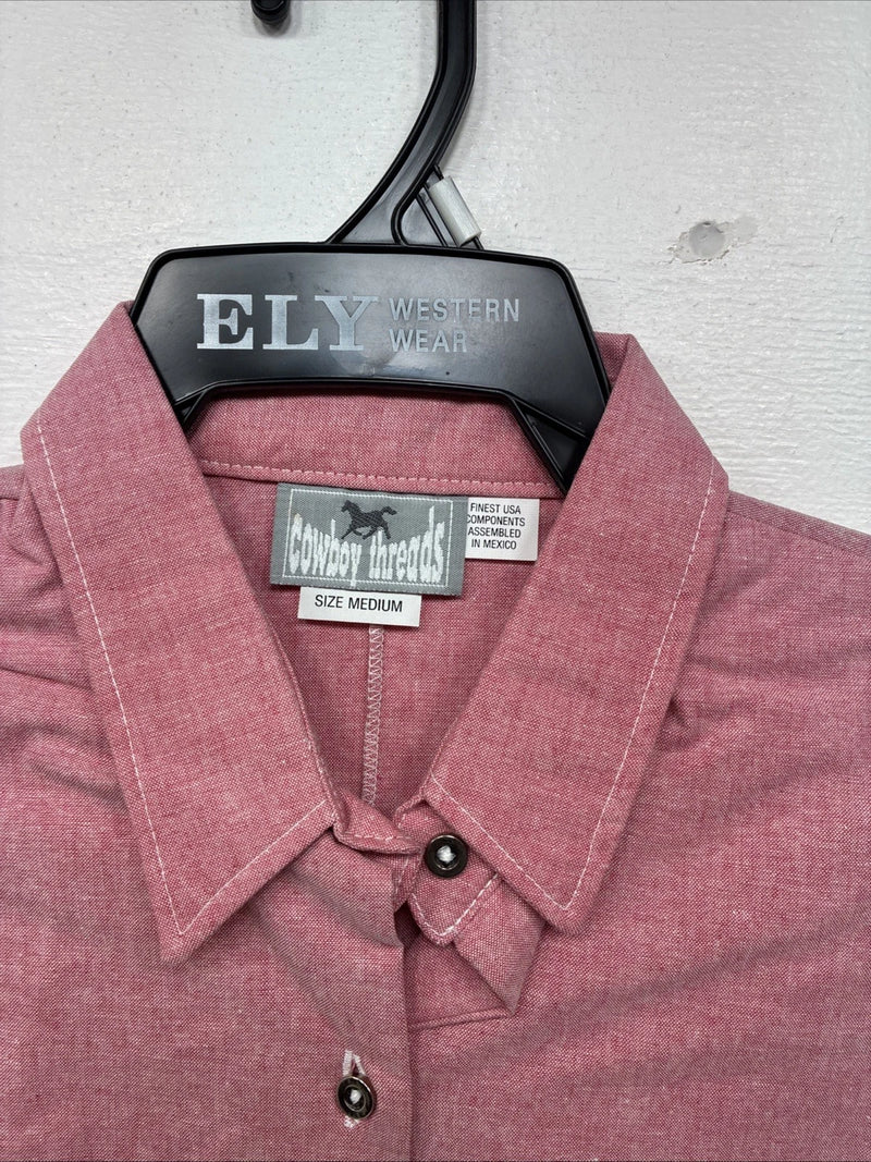 New Women’s Cowboy Threads Pink Short Sleeve Button  Up Size Medium MM-85