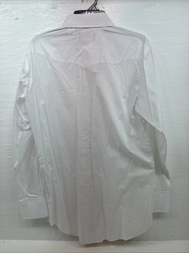 New Men’s White Horse White Long Sleeve Pearl Snap Large Tall AA-44